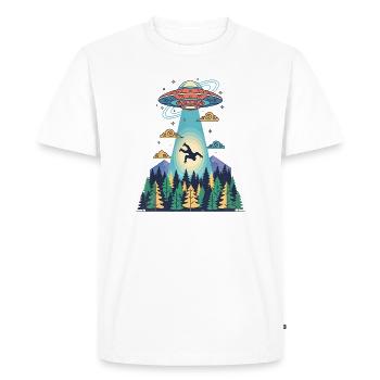 Bigfoot Alien Abduction Sasquatch UFO Spaceship - Men's Premium Organic T-Shirt - white - Front - Nico (187cm)