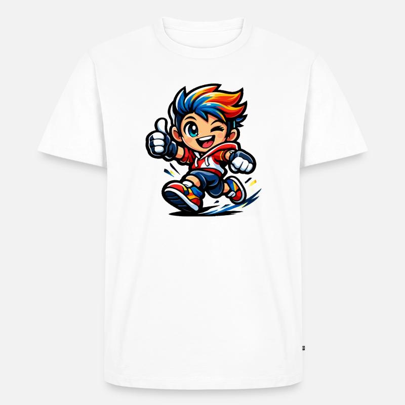 Farbenfroher Regenbogenheld in Aktion - Männer Premium Bio T-Shirt - Weiß