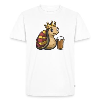 Roi de la Bière d’Escargot - T-shirt Premium bio Homme - blanc - Devant - Nico (187cm)