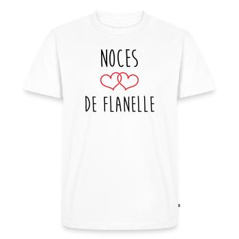 Noces de flanelle – 43 ans de mariage - T-shirt Premium bio Homme - blanc - Devant - Nico (187cm)