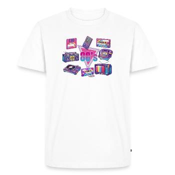 Ambiances rétro des années 80 dans les mixtapes musicales rétro des années 80 - T-shirt Premium bio Homme - blanc - Devant - Nico (187cm)