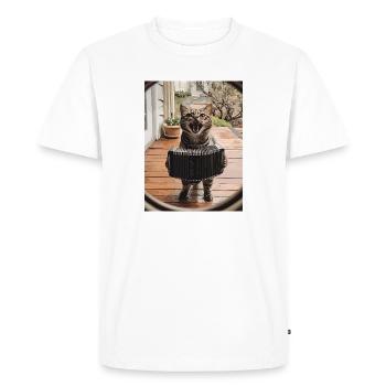 Cat accordion on porch - Men's Premium Organic T-Shirt - white - Front - Nico (187cm)