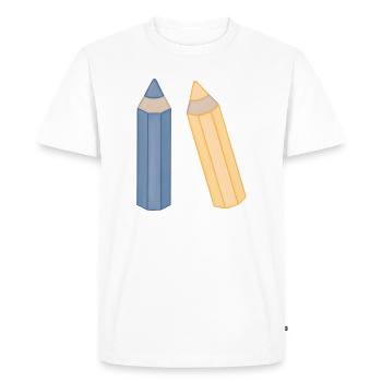 Illustration Duo de crayons de couleur Crayons de couleur - T-shirt Premium bio Homme - blanc - Devant - Nico (187cm)