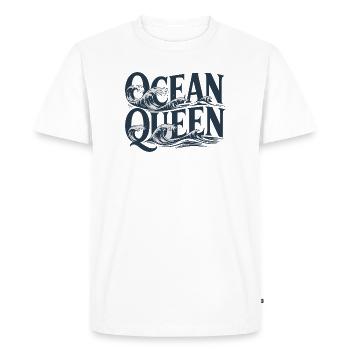 Ocean Queen - Conception typographique des vagues - T-shirt Premium bio Homme - blanc - Devant - Nico (187cm)