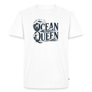 Ocean Queen - Conception typographique des vagues - T-shirt Premium bio Homme - blanc - Devant - Nico (187cm)