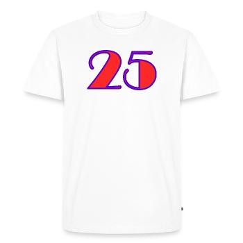 25. 25 ANS. 25e ANNIVERSAIRE. ANNIVERSAIRE 25 ANS. - T-shirt Premium bio Homme - blanc - Devant - Nico (187cm)