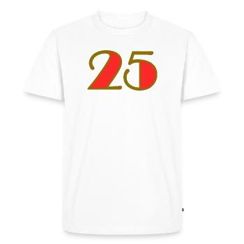 25. 25 ANS. 25e ANNIVERSAIRE. ANNIVERSAIRE 25 ANS. - T-shirt Premium bio Homme - blanc - Devant - Nico (187cm)