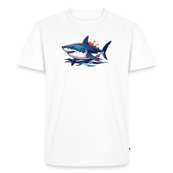 gefährlicher Hai Blut spritzer weißer Hai Motiv - Men's Premium Organic T-Shirt - white - Front - Nico (187cm)