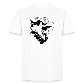 Tête d’aigle en colère – Look tatoué - T-shirt Premium bio Homme - blanc - Devant - Nico (187cm)