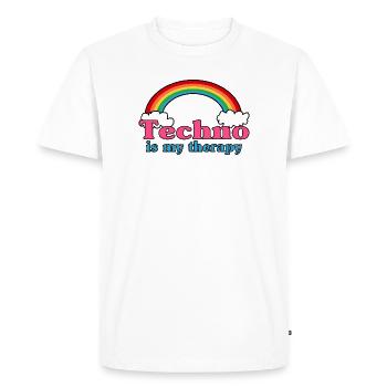 Techno Rainbow - Men's Premium Organic T-Shirt - white - Front - Nico (187cm)