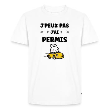 Humour j'ai mon permis de conduire - T-shirt Premium bio Homme - blanc - Devant - Nico (187cm)
