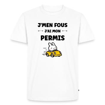 Humour j'ai mon permis de conduire - T-shirt Premium bio Homme - blanc - Devant - Nico (187cm)