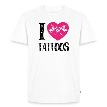 J’adore les tatouages Pink Heart Ink Artist Design - T-shirt Premium bio Homme - blanc - Devant - Nico (187cm)