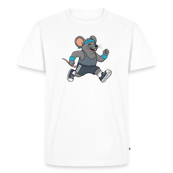 Dessin animé Souris Rat Courant Marathon Marathon - T-shirt Premium bio Homme - blanc - Devant - Nico (187cm)