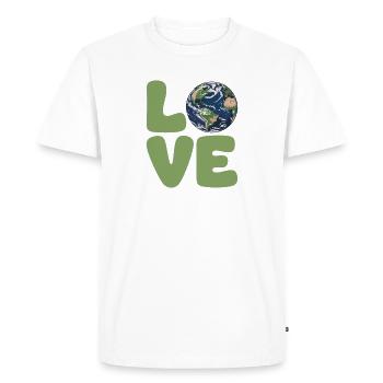 Earth Love Eco Typography - Men's Premium Organic T-Shirt - white - Front - Nico (187cm)