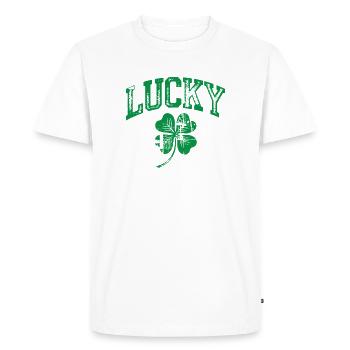 Art du T-shirt Lucky Clover Arch - T-shirt Premium bio Homme - blanc - Devant - Nico (187cm)