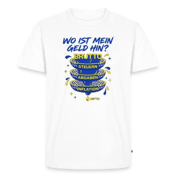 Where did my money go gross net filter - Men's Premium Organic T-Shirt - white - Front - Nico (187cm)