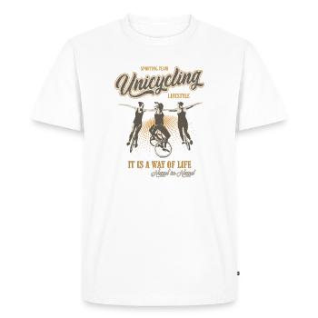Unicycle | Descendance freestyle en monocycle - T-shirt Premium bio Homme - blanc - Devant - Nico (187cm)