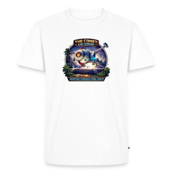 La Comète – Vaisseau 8-Bit - T-shirt Premium bio Homme - blanc - Devant - Nico (187cm)