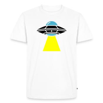 UFO Alien Spaceship Light - Men's Premium Organic T-Shirt - white - Front - Nico (187cm)