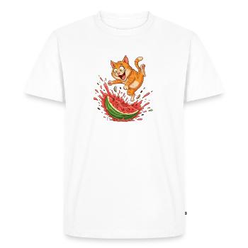Fritzers de pastèque d’été Chats - T-shirt Premium bio Homme - blanc - Devant - Nico (187cm)