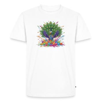 Panorama du paon avec une fronde de peinture - T-shirt Premium bio Homme - blanc - Devant - Nico (187cm)