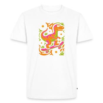 Splendeur florale de skateboard Dino - T-shirt Premium bio Homme - blanc - Devant - Nico (187cm)