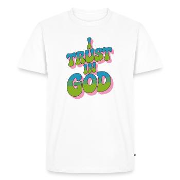 J’ai confiance en Dieu - Conception de la foi - T-shirt Premium bio Homme - blanc - Devant - Nico (187cm)