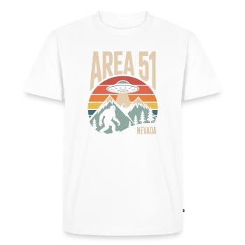 Area 51 Nevada UFO Rétro Design - T-shirt Premium bio Homme - blanc - Devant - Nico (187cm)