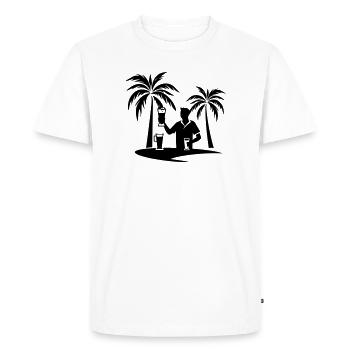 Silhouette de plage de palmiers de vacances - T-shirt Premium bio Homme - blanc - Devant - Nico (187cm)