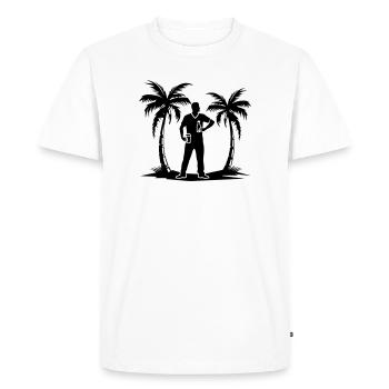 Holiday Palm Trees Beach Silhouette - Men's Premium Organic T-Shirt - white - Front - Nico (187cm)
