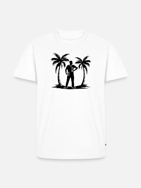 Urlaub Palmen Strand Silhouette - Männer Premium Bio T-Shirt - Weiß