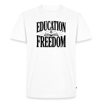 Education is Freedom - Men's Premium Organic T-Shirt - white - Front - Nico (187cm)
