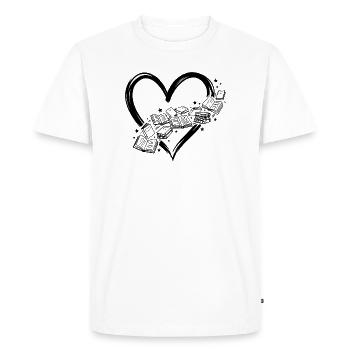Book Lover T-shirt: Heart of Books Design, Reading - Men's Premium Organic T-Shirt - white - Front - Nico (187cm)