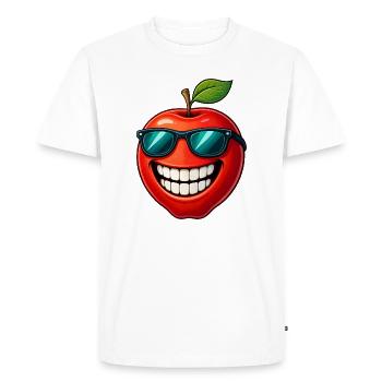 Dessin animé Summer Joy de la pomme cool avec des lunettes de soleil - T-shirt Premium bio Homme - blanc - Devant - Nico (187cm)