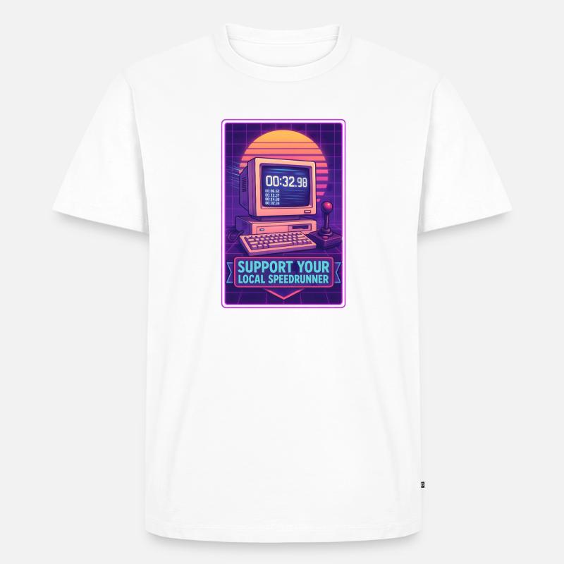 Speedrunner supporten | Retro Gaming Timer - Männer Premium Bio T-Shirt - Weiß