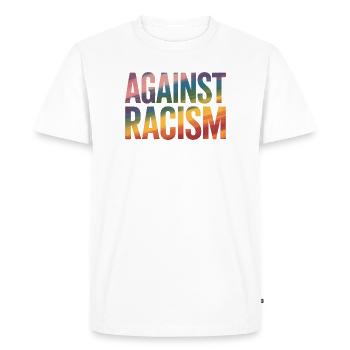 Against Racism - Antifa Rainbow Tee - Men's Premium Organic T-Shirt - white - Front - Nico (187cm)
