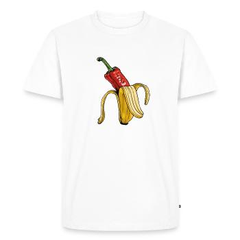 Surreal Pepper Banana Art - Men's Premium Organic T-Shirt - white - Front - Nico (187cm)