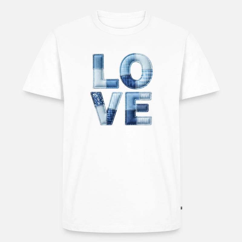 Love Moderne Patchwork Kunst - Männer Premium Bio T-Shirt - Weiß