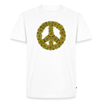 Floral Peace Sign Circle - Men's Premium Organic T-Shirt - white - Front - Nico (187cm)