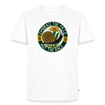 Embrace the Pace Not the Race - Men's Premium Organic T-Shirt - white - Front - Nico (187cm)