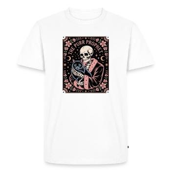 The Purr Prophet Skeleton Cat Occult - Men's Premium Organic T-Shirt - white - Front - Nico (187cm)