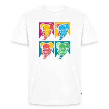 Schopenhauer Pop-Art Portrait Block - Men's Premium Organic T-Shirt - white - Front - Nico (187cm)
