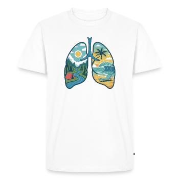 Poumons Nature Montagnes Forêt Rivière Plage Vagues de mer - T-shirt Premium bio Homme - blanc - Devant - Nico (187cm)
