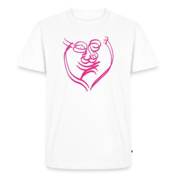 Double visage riant-pleurant - T-shirt Premium bio Homme - blanc - Devant - Nico (187cm)