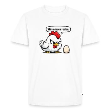 We Need to Talk Chicken Humor Gift - Men's Premium Organic T-Shirt - white - Front - Nico (187cm)