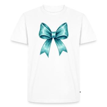 Turquoise bow - Men's Premium Organic T-Shirt - white - Front - Nico (187cm)