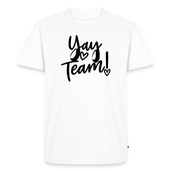 Hourra, l’équipe ! Hourra, équipe de fans de sport sans méfiance - T-shirt Premium bio Homme - blanc - Devant - Nico (187cm)