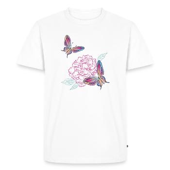 Pivoines et papillons - T-shirt Premium bio Homme - blanc - Devant - Nico (187cm)