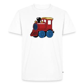 Locomotive à vapeur de chemin de fer mignonne pour enfants - T-shirt Premium bio Homme - blanc - Devant - Nico (187cm)
